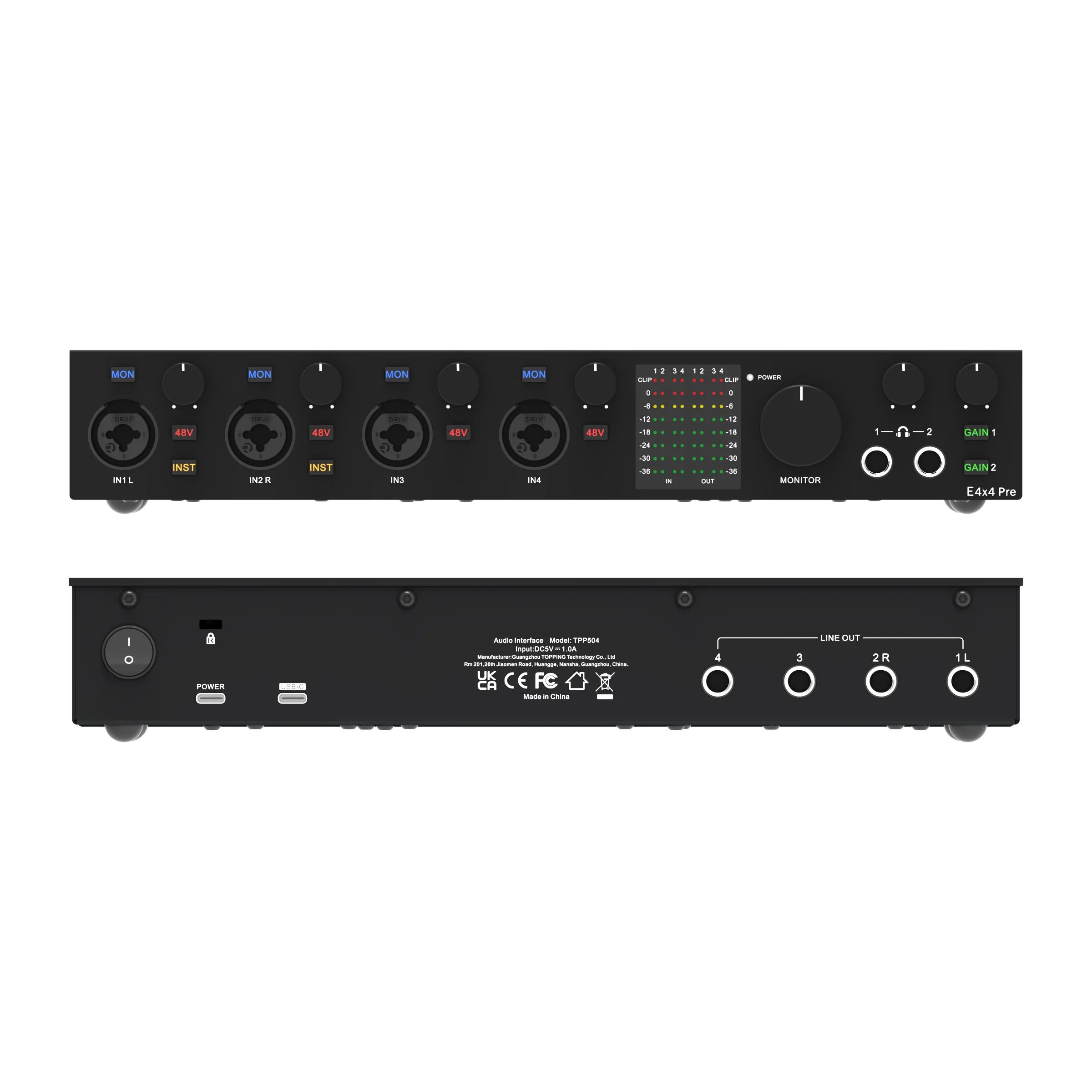TOPPING E4X4 Pre Professional USB Audio Interface - Image 3